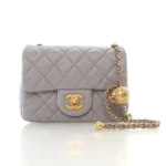 CHANEL Lambskin Quilted Mini Pearl Crush Flap Light Grey