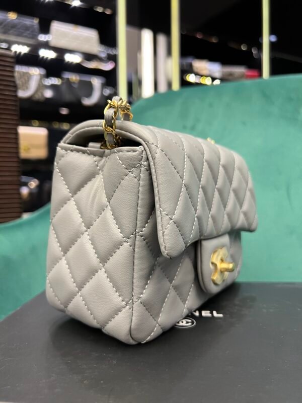 CHANEL Lambskin Quilted Mini Pearl Crush Flap Light Grey